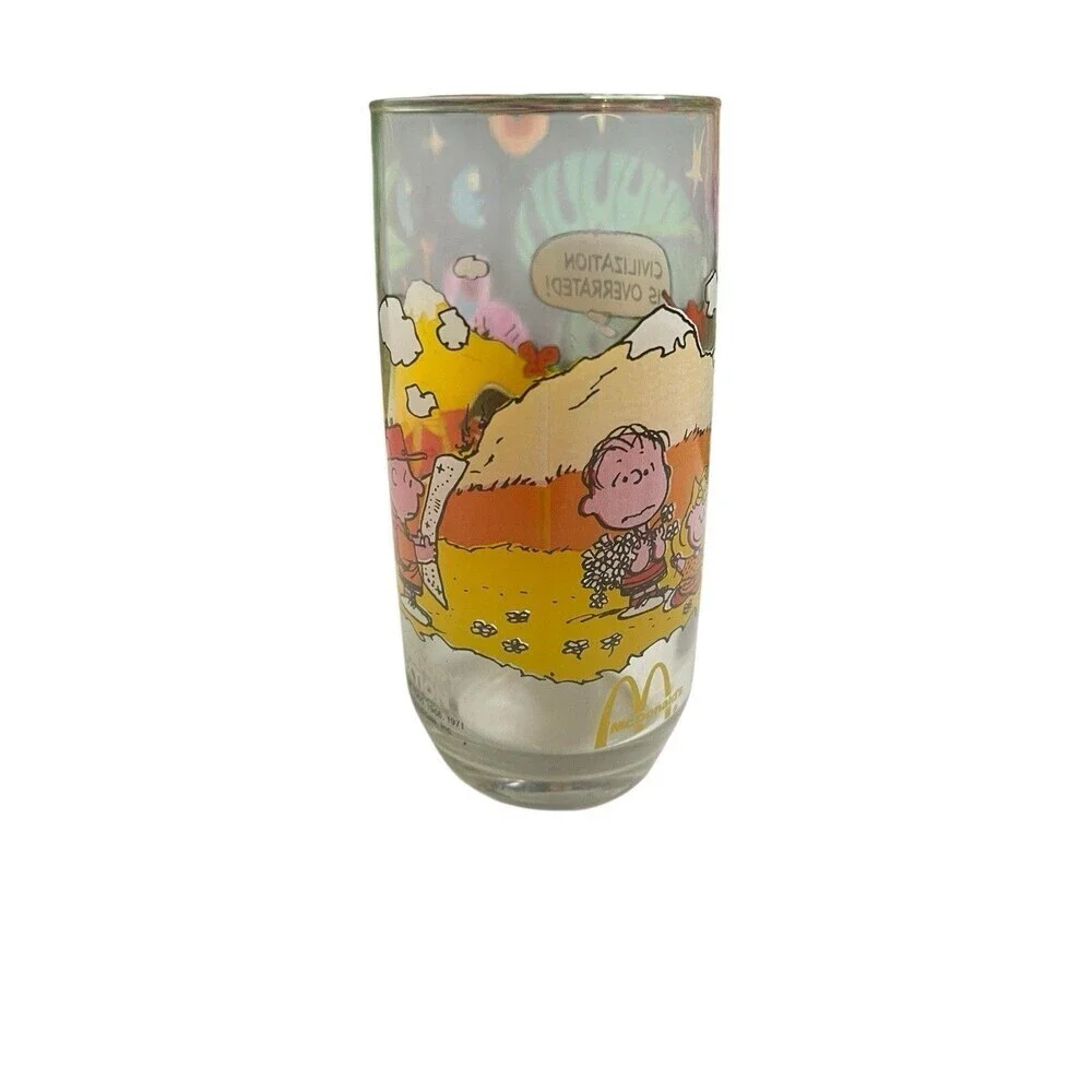Peanuts McDonalds Camp Snoopy vintage drinking glass cup charlie brown linus